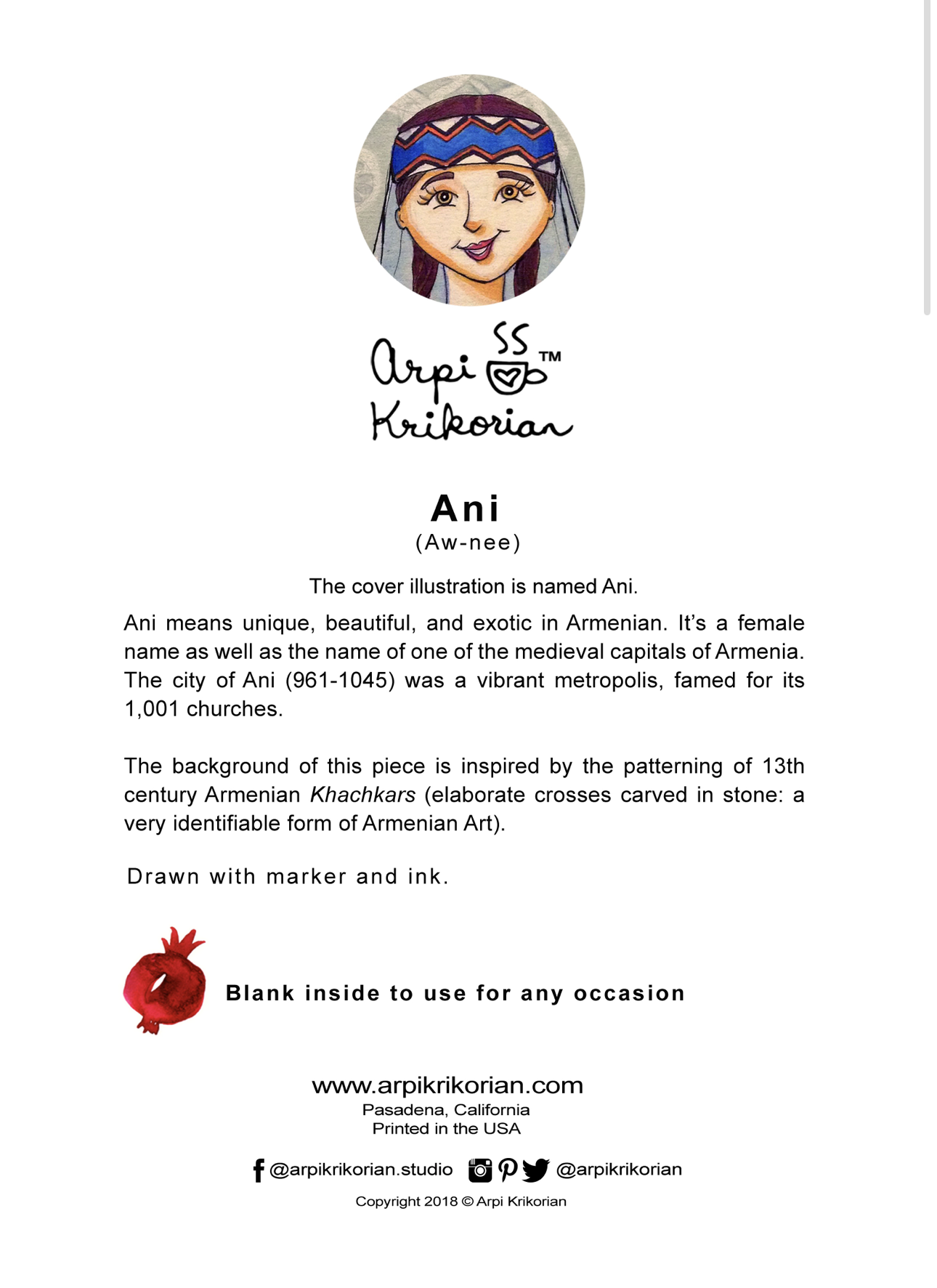 Ani Greeting Card - Arpi Krikorian