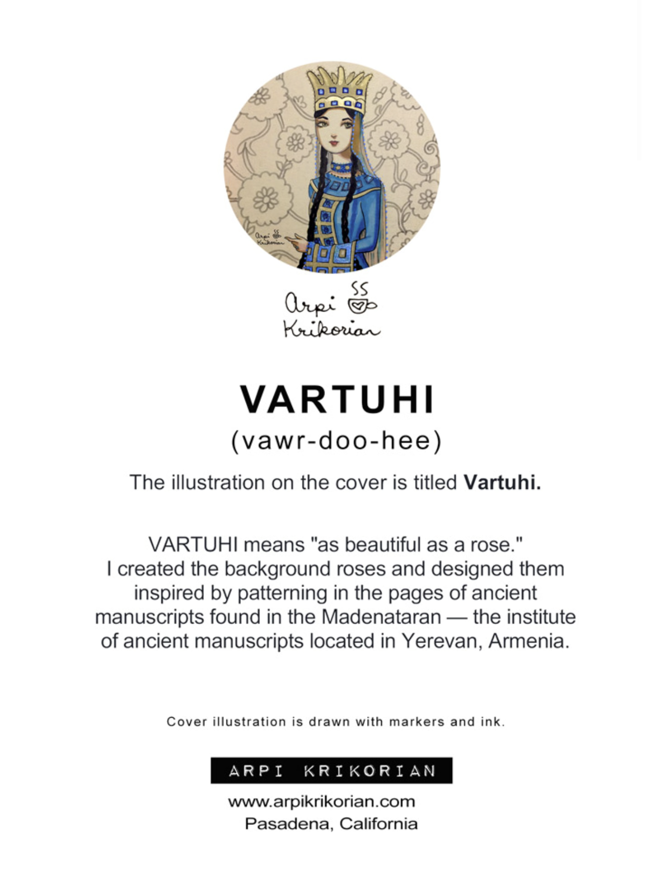 Vartuhi Greeting Card - Arpi Krikorian