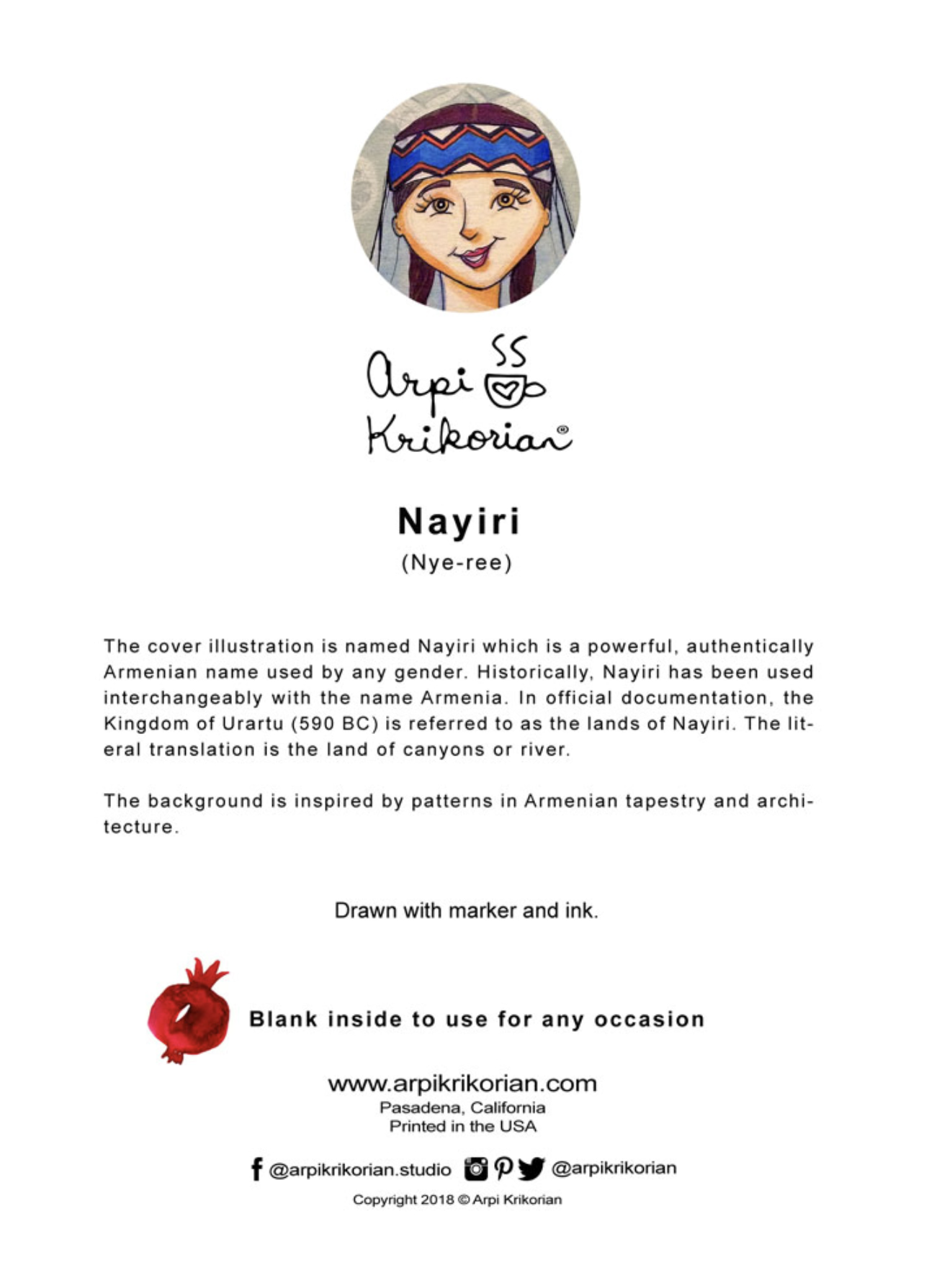 Nayiri Greeting Card - Arpi Krikorian