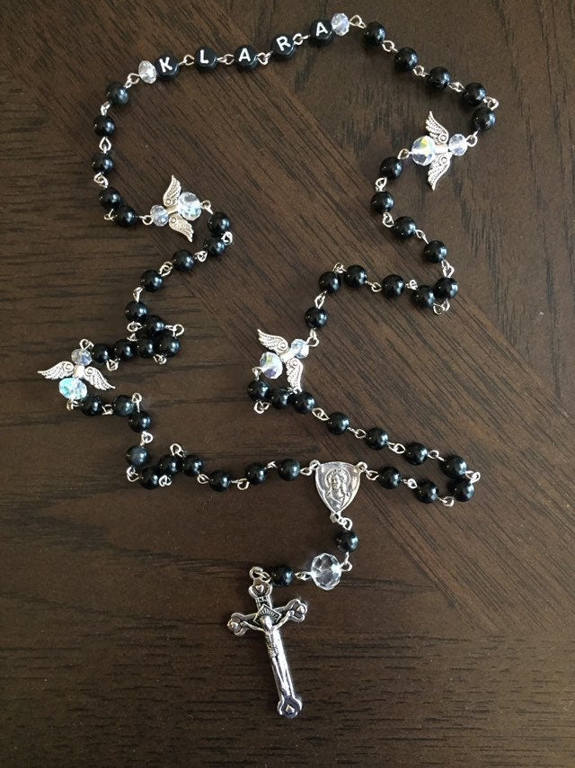Onyx Gemstone Rosary and Angels