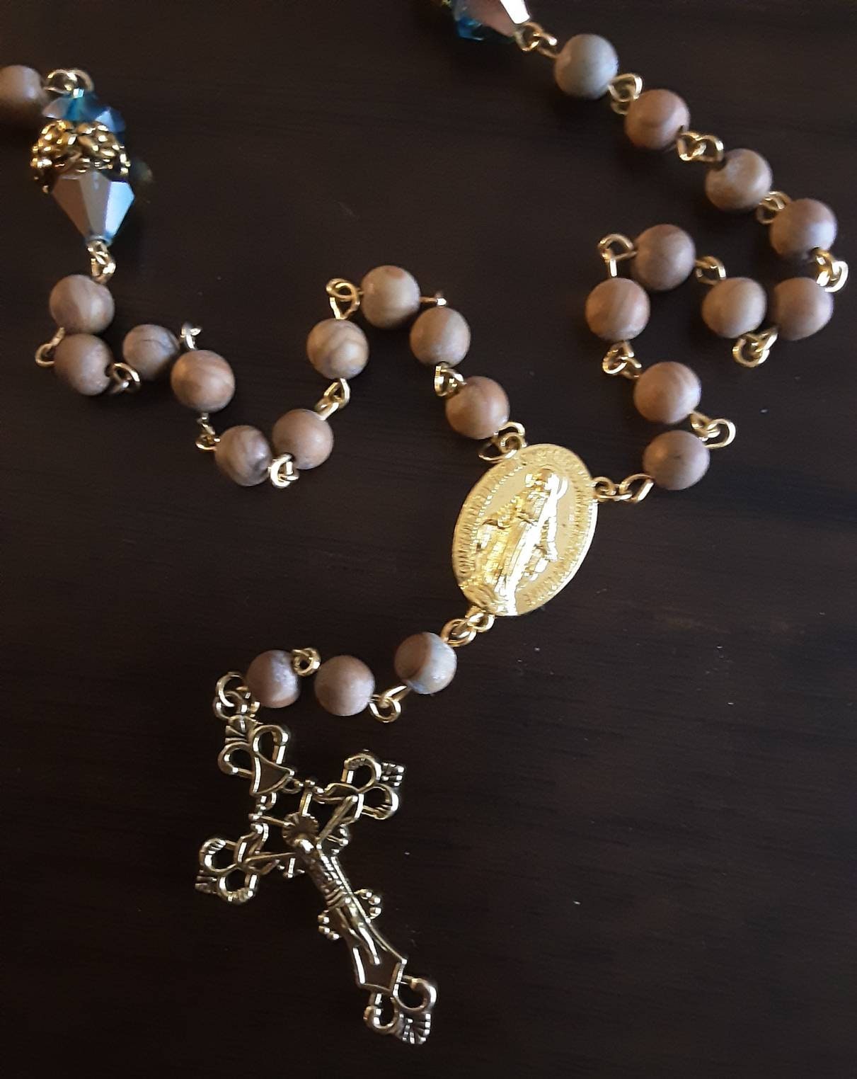Woodlace or Petrified Wood Gem Rosary