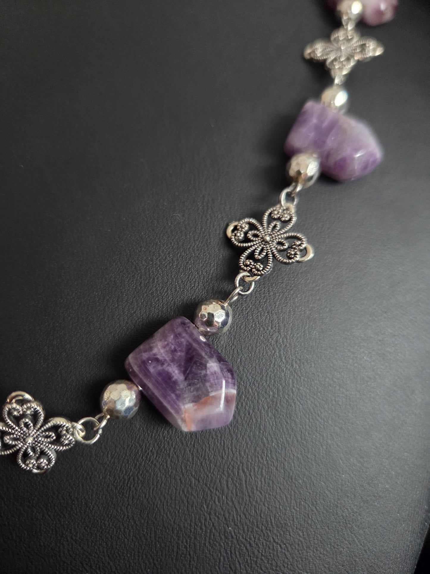 Amethyst & Cross Statement Necklace – One of a Kind