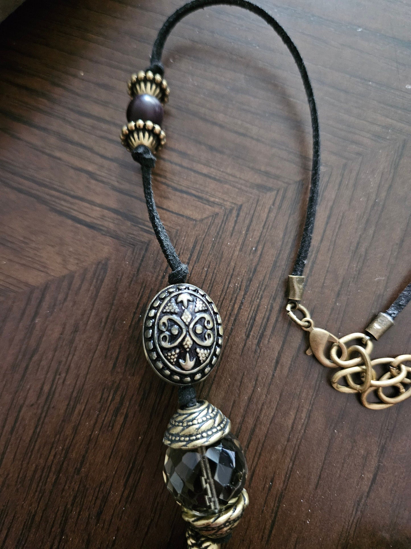 The Vintage Court Necklace with Crystal & Charm Pendant