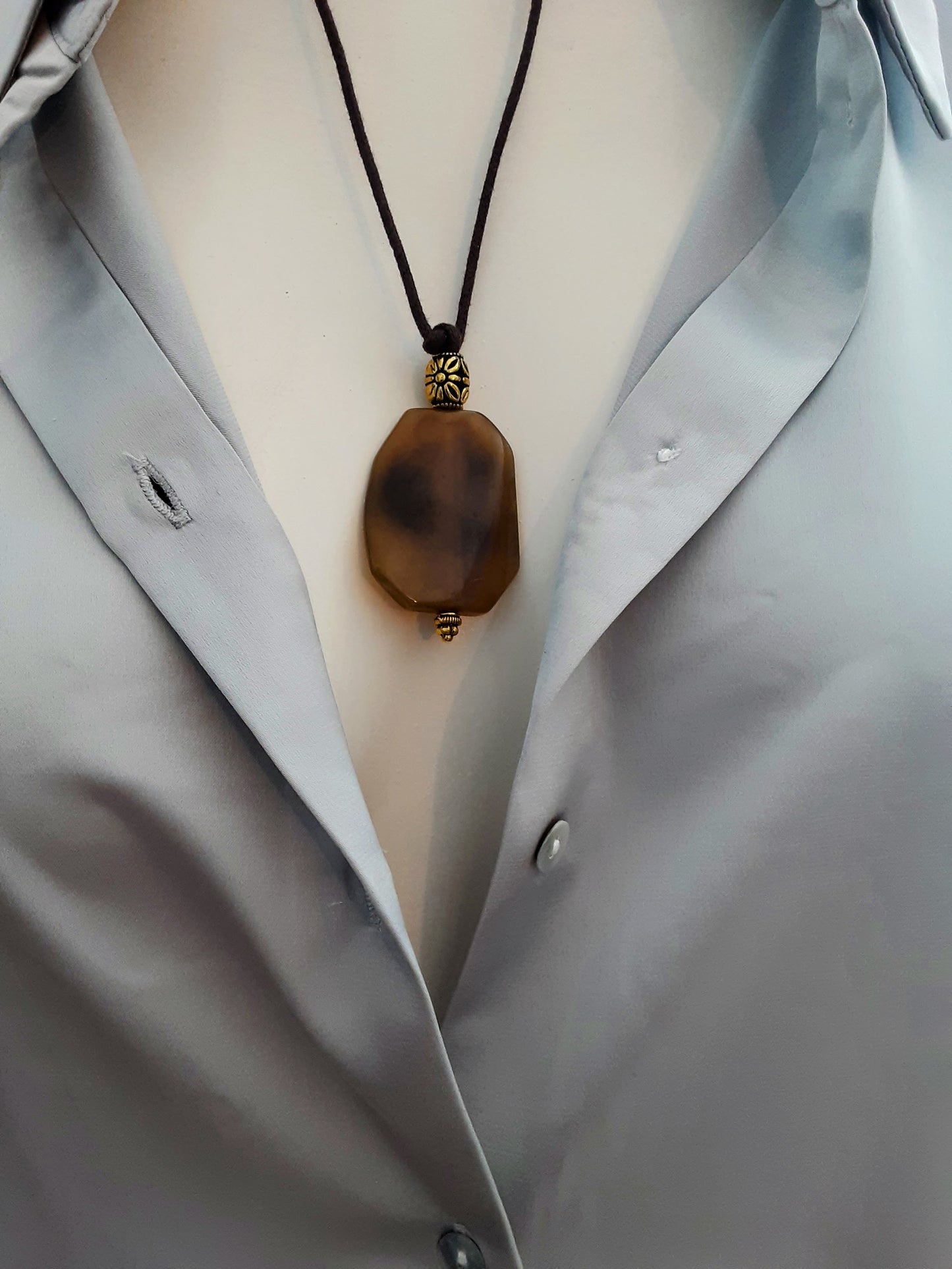 Brown Agate Minimalist Pendant Necklace
