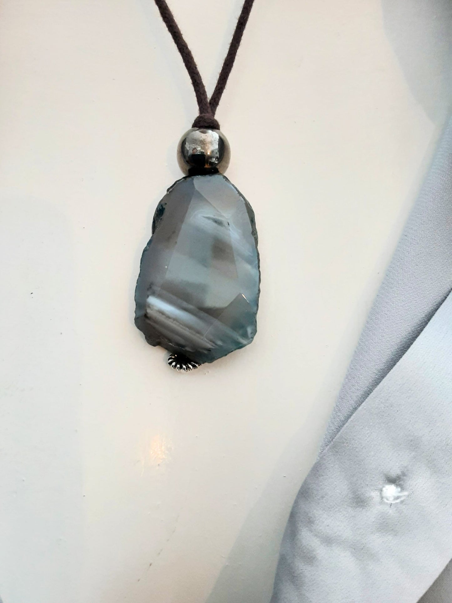 Blue Agate Pendant Necklace