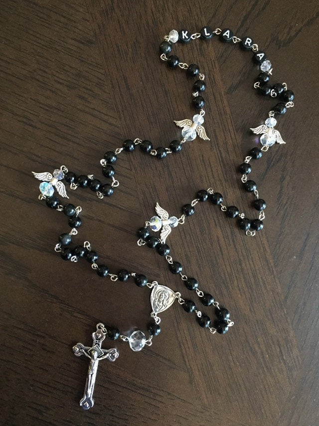 Onyx Gemstone Rosary and Angels