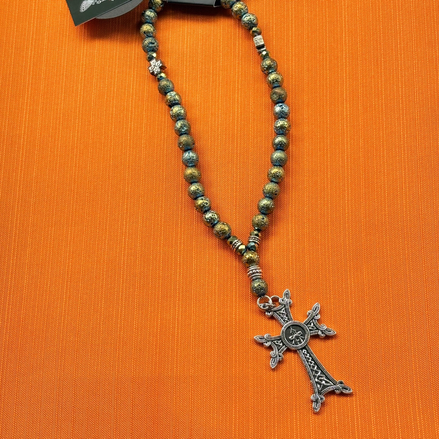 Cross Semi-Precious Stones Car Ornament
