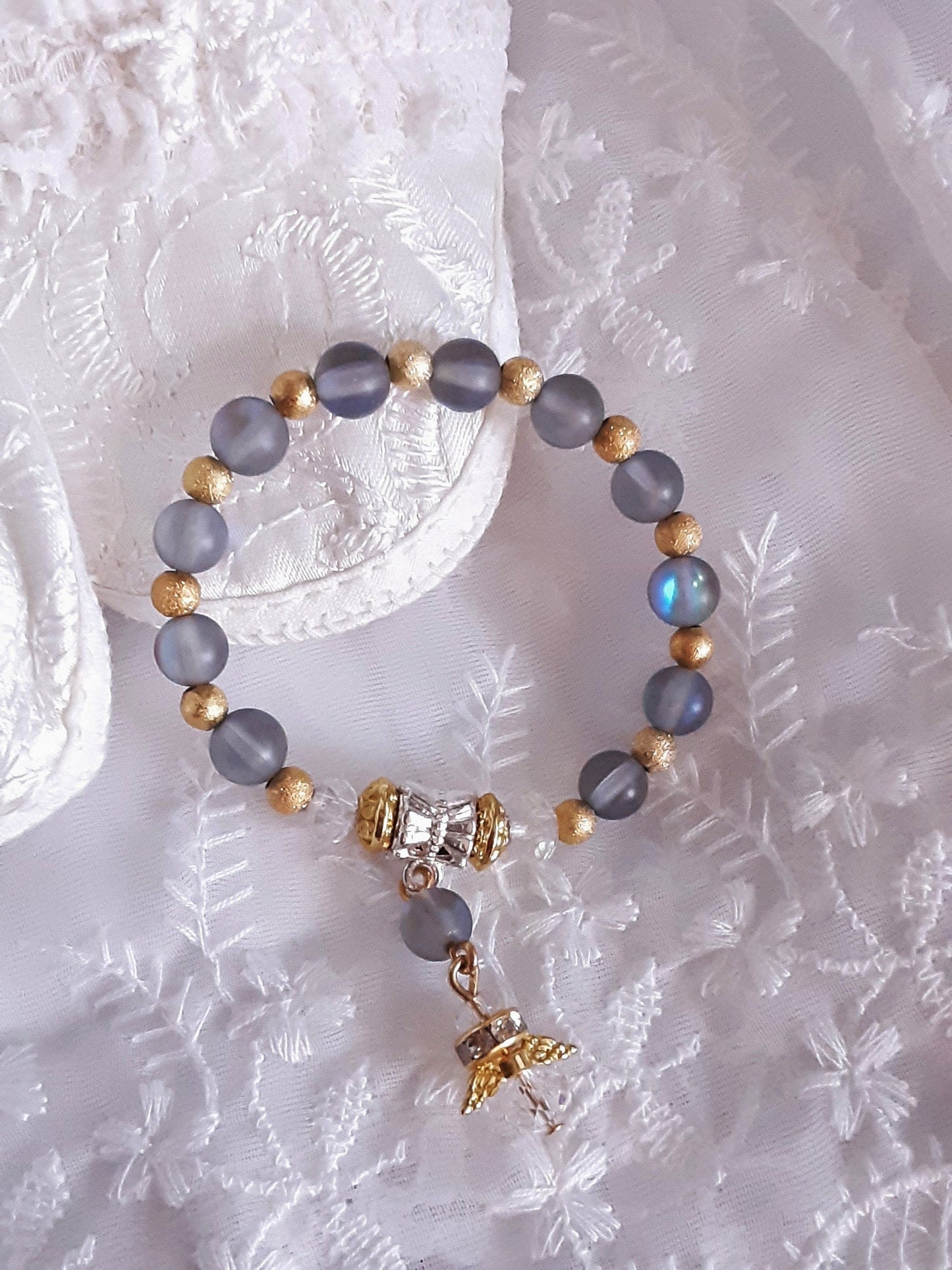 Baby's First Rosary Moonstone Baptism Bracelet