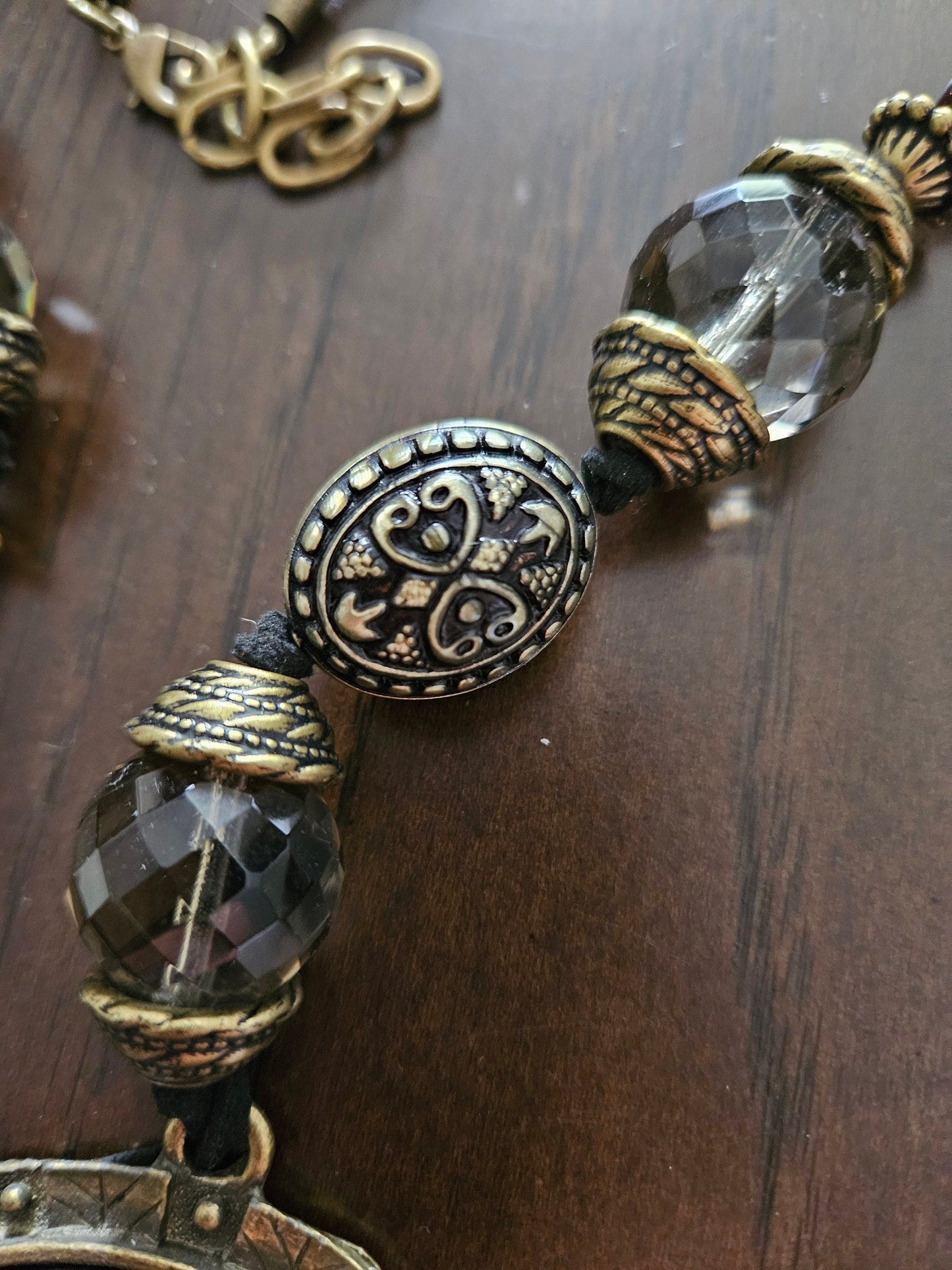 The Vintage Court Necklace with Crystal & Charm Pendant