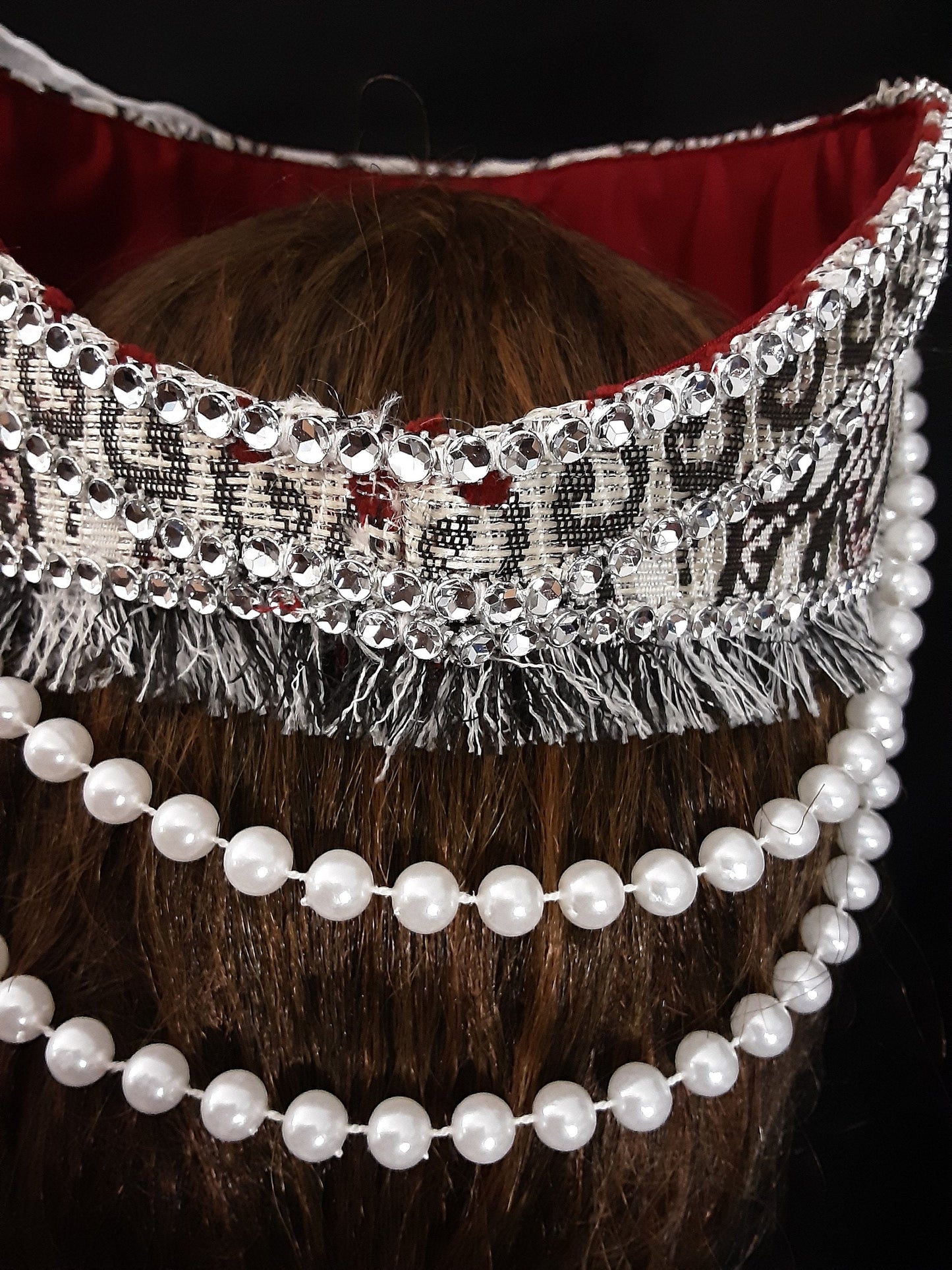 Armenian Taraz-Inspired Pearl & Crystal Headpiece