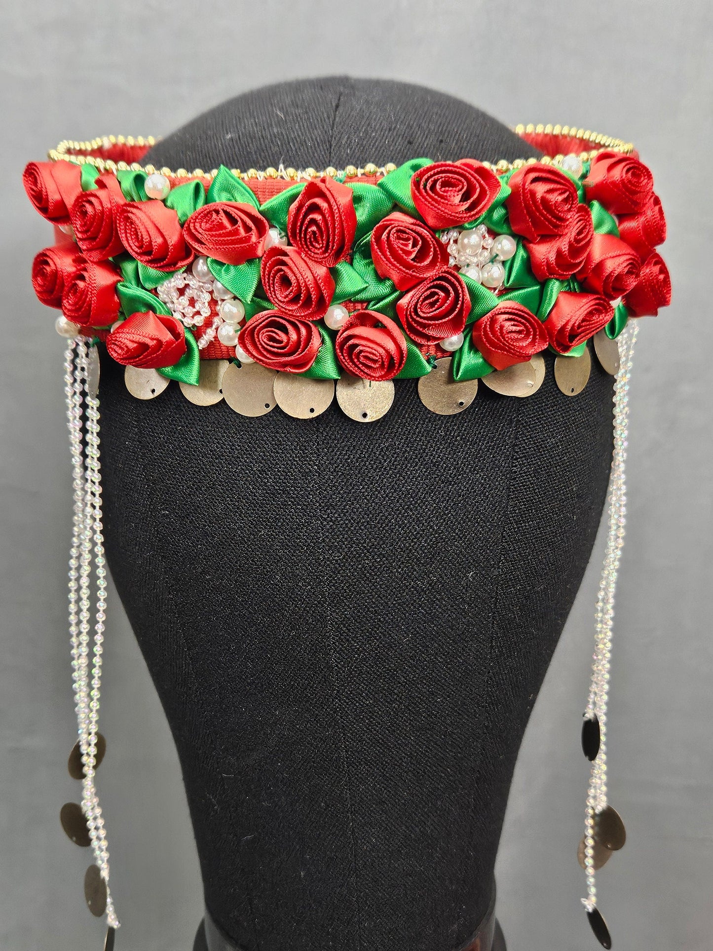 Handsewn Silk Rose Headpiece – Armenian Inspired Floral Crown (Adult & Child)  Made to Order