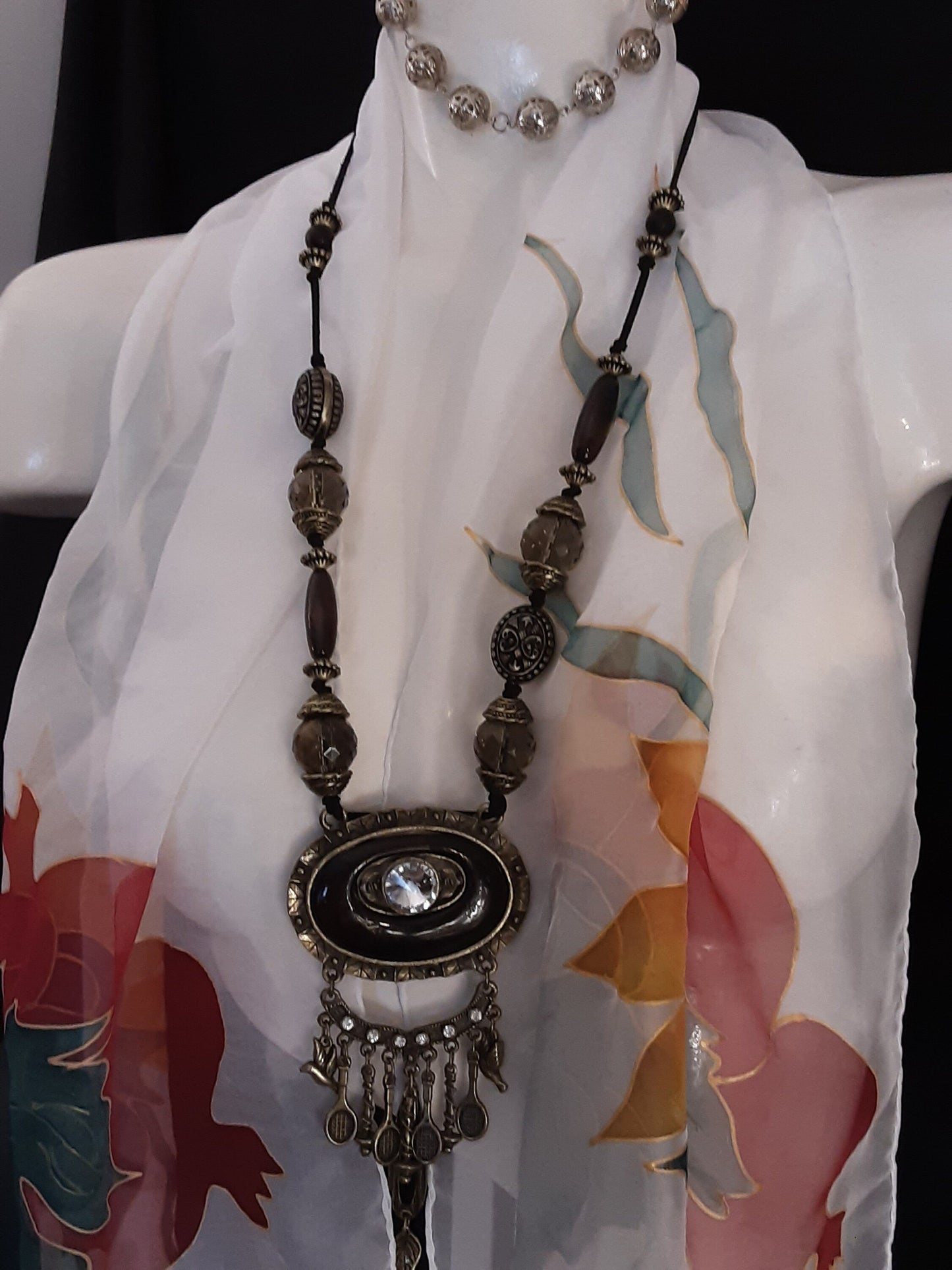 The Vintage Court Necklace with Crystal & Charm Pendant