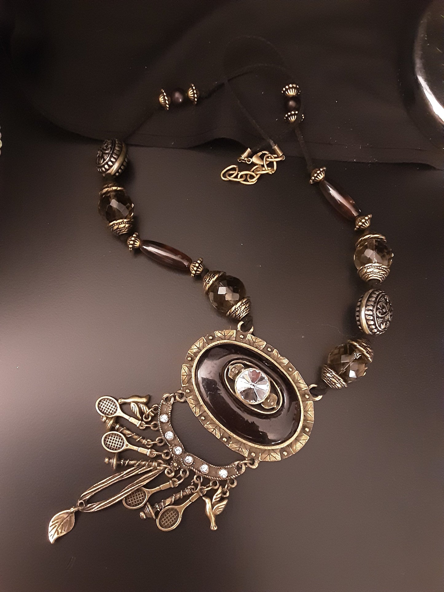 The Vintage Court Necklace with Crystal & Charm Pendant