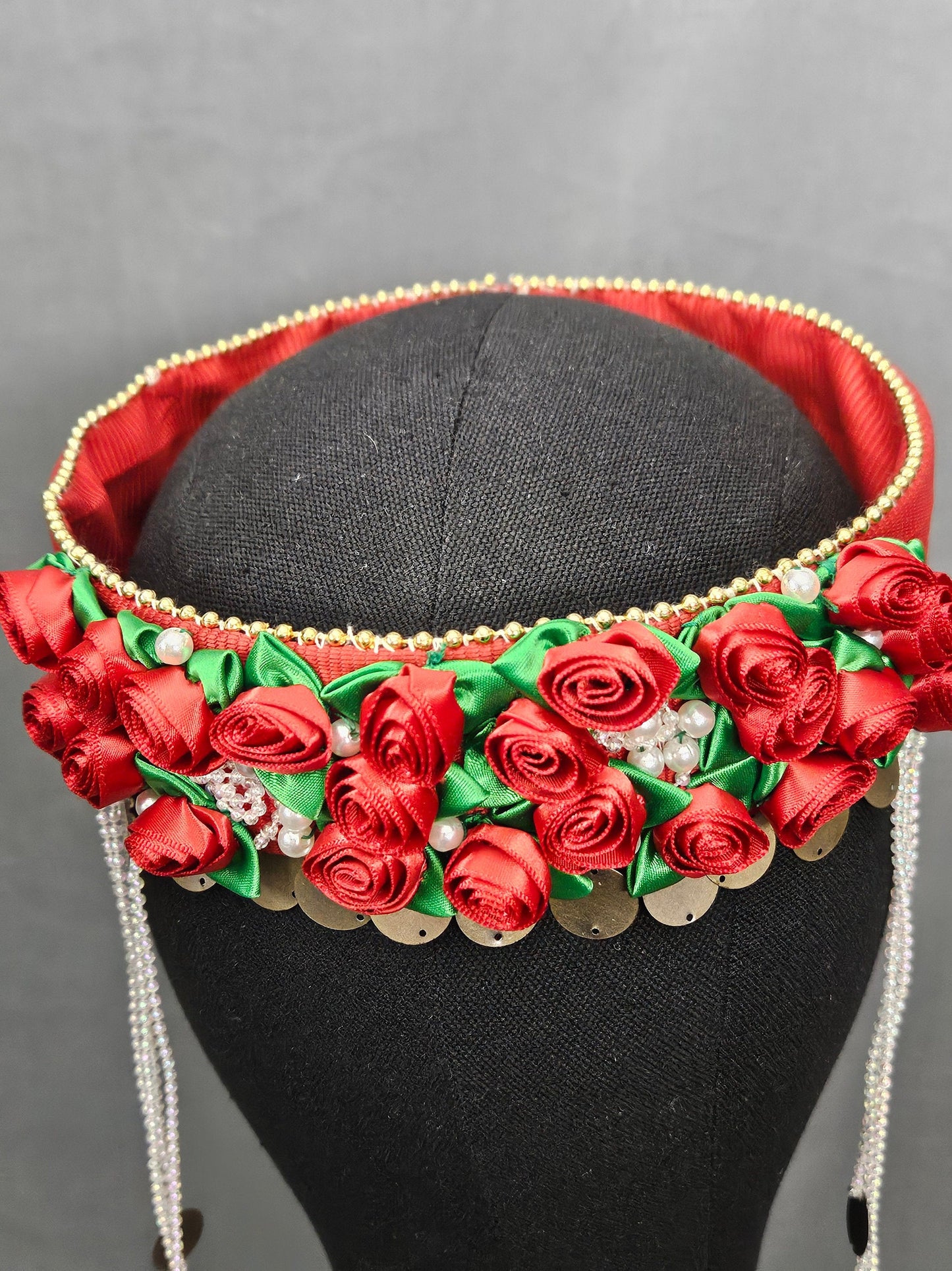 Handsewn Silk Rose Headpiece – Armenian Inspired Floral Crown (Adult & Child)  Made to Order