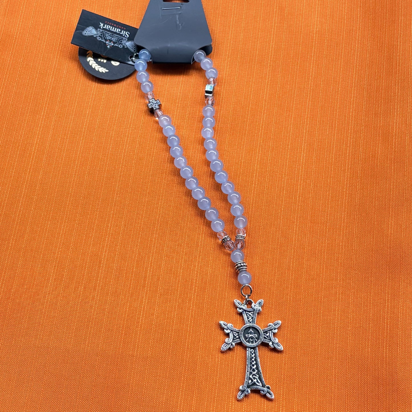 Cross Semi-Precious Stones Car Ornament