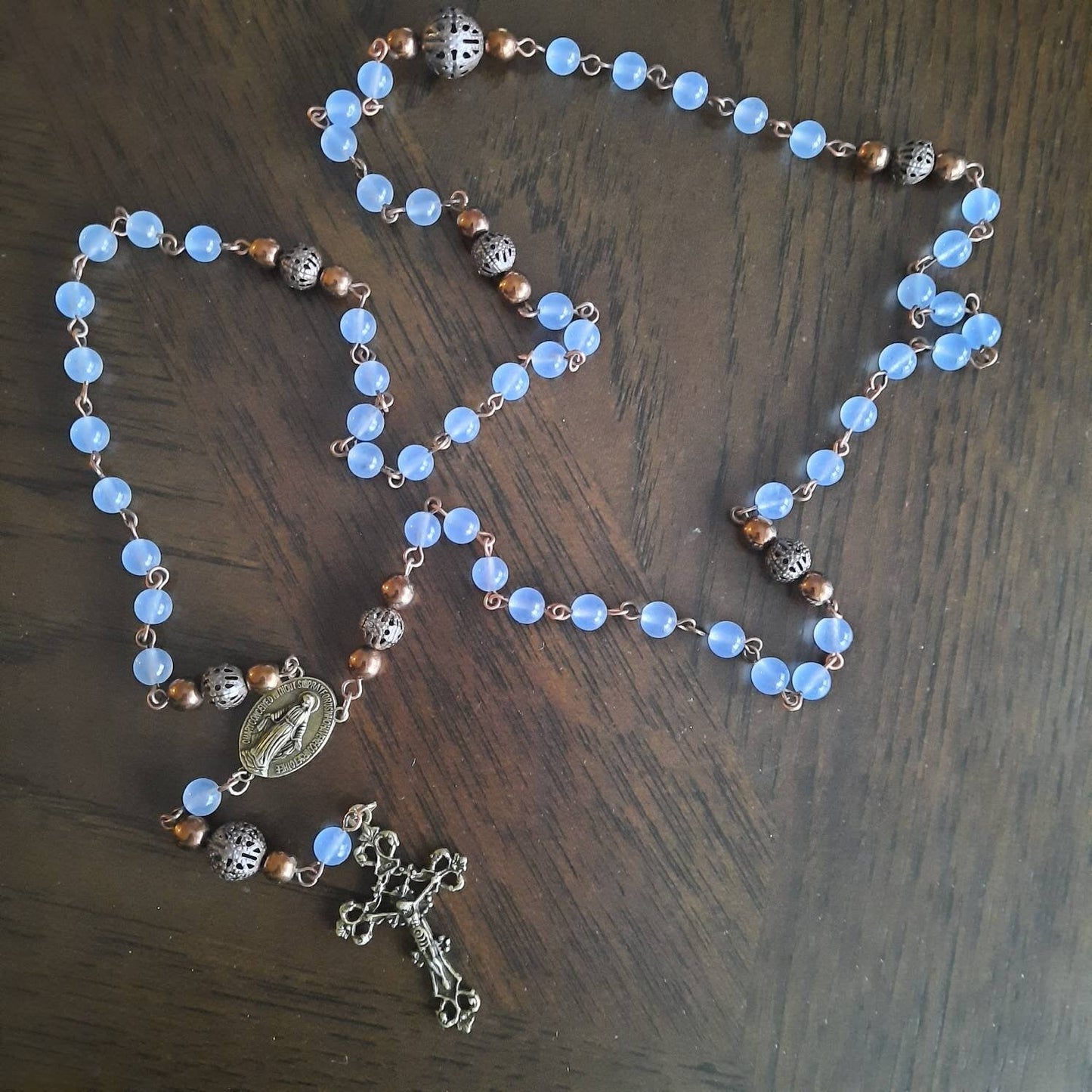 Blue Jade Rosary
