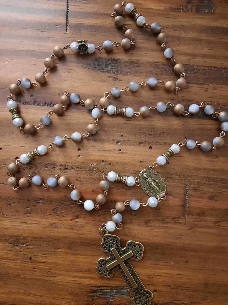 Druzy Agate Rosary Necklace