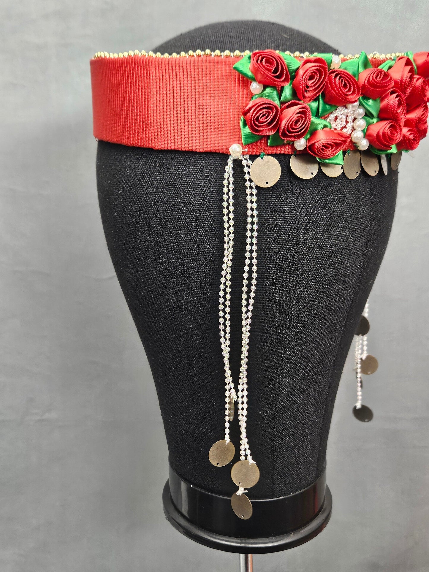 Handsewn Silk Rose Headpiece – Armenian Inspired Floral Crown (Adult & Child)  Made to Order