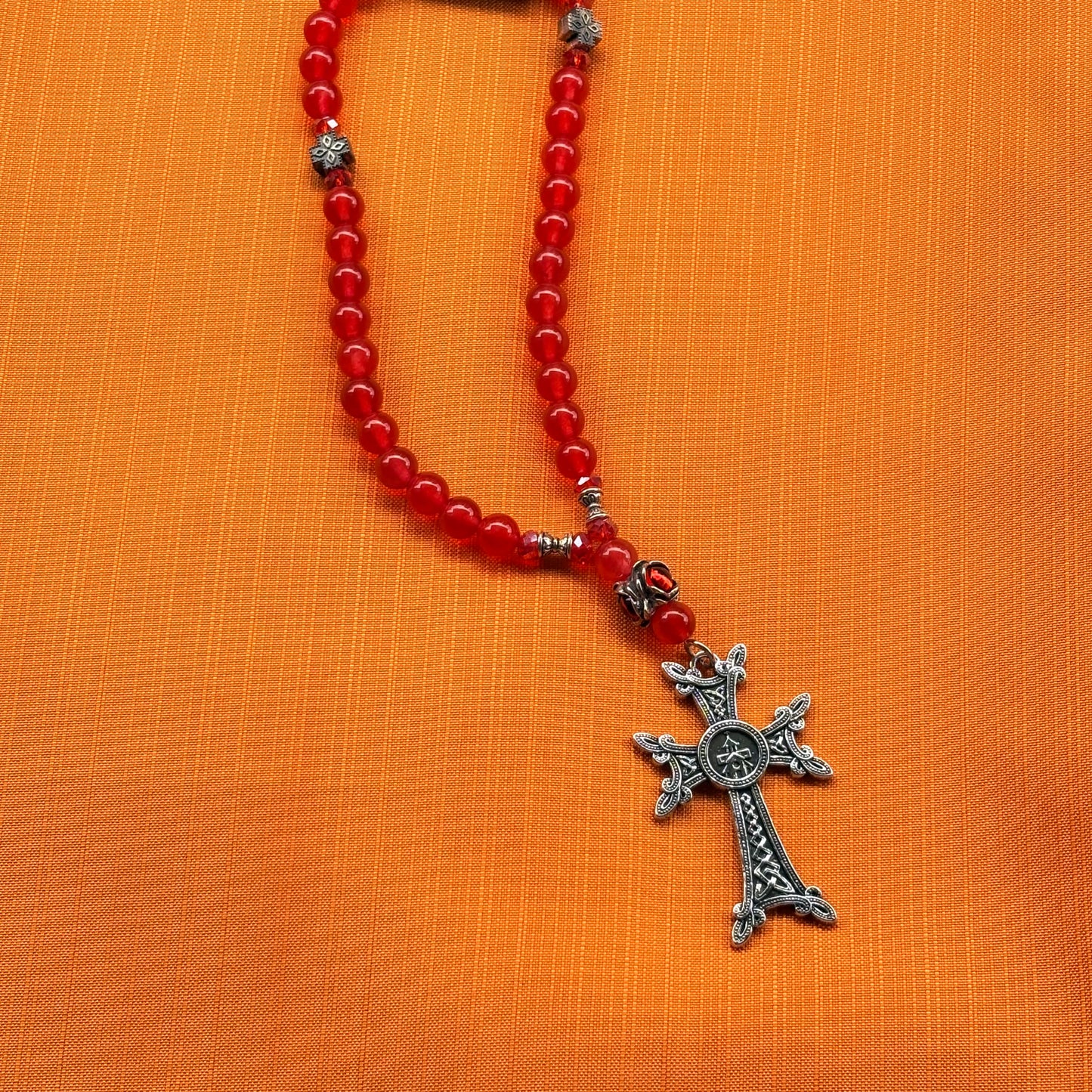 Cross Semi-Precious Stones Car Ornament