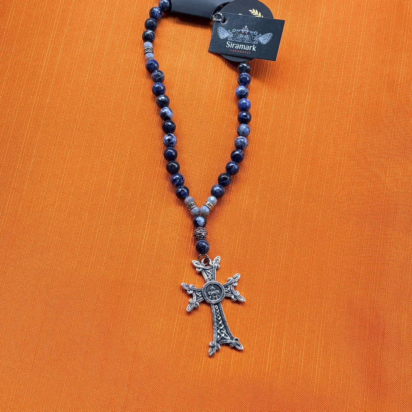 Cross Semi-Precious Stones Car Ornament