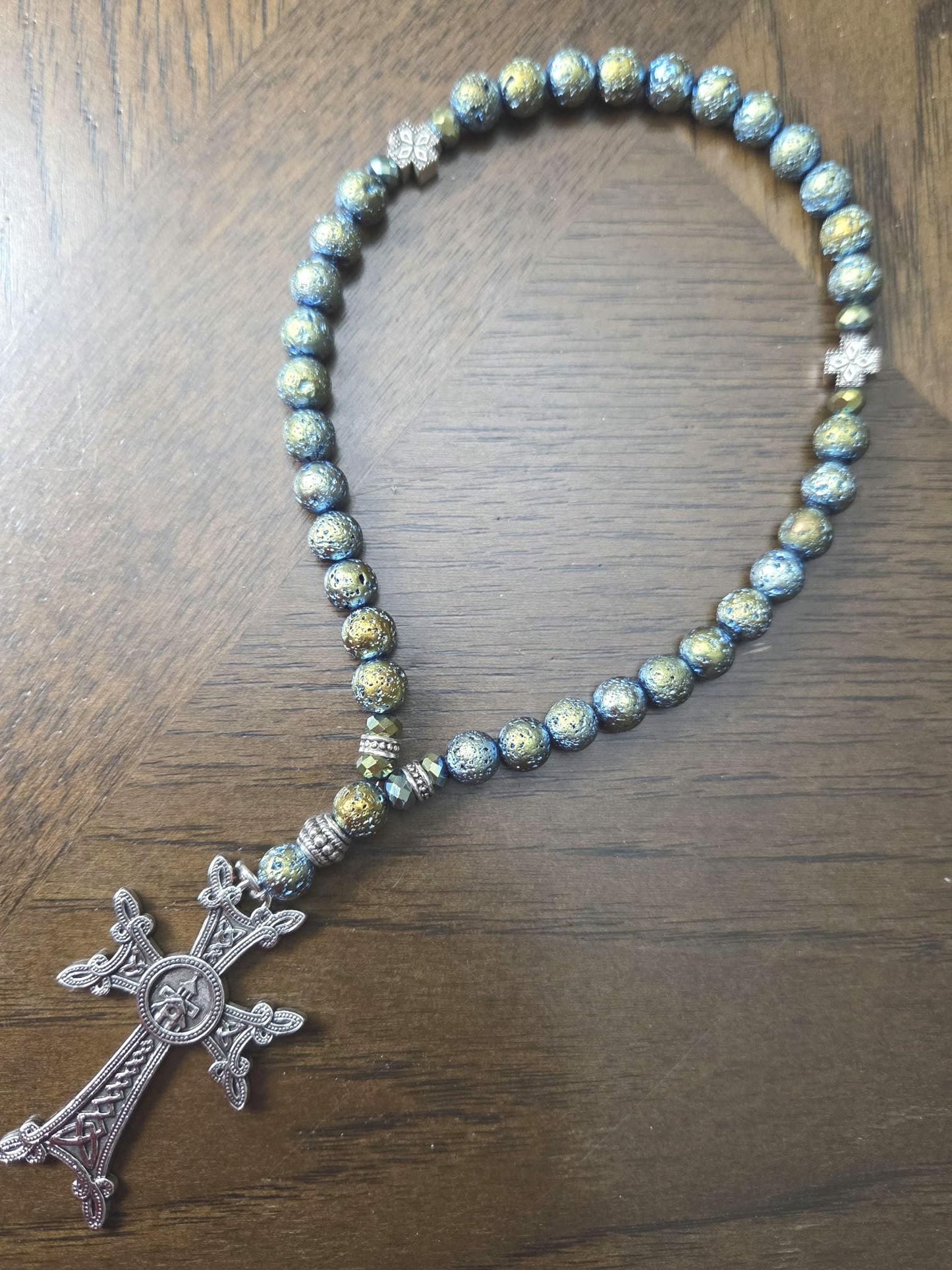 Cross Semi-Precious Stones Car Ornament