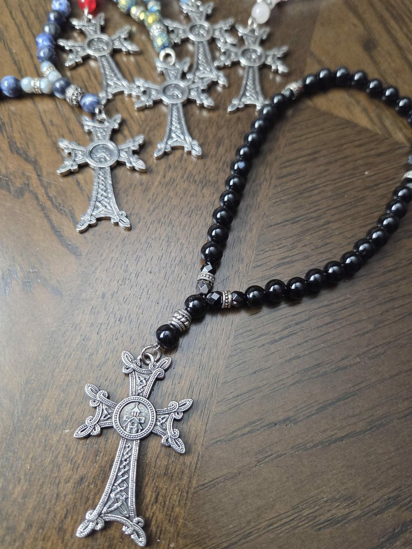 Cross Semi-Precious Stones Car Ornament