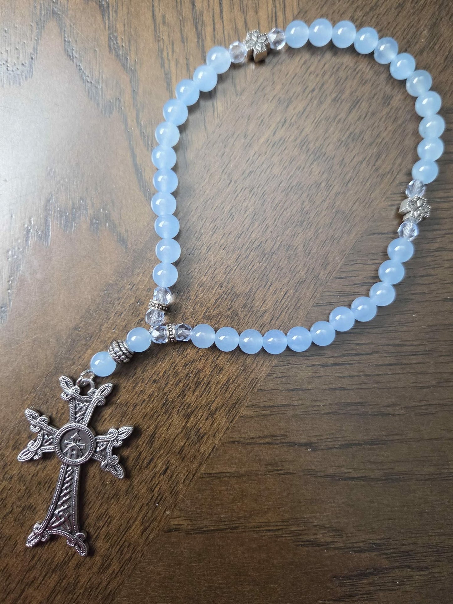 Cross Semi-Precious Stones Car Ornament
