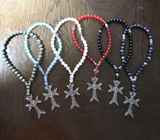 Cross Semi-Precious Stones Car Ornament