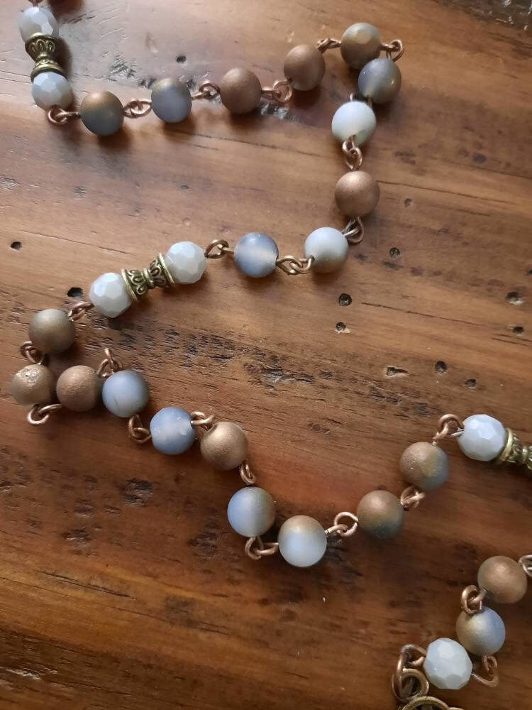 Druzy Agate Rosary Necklace