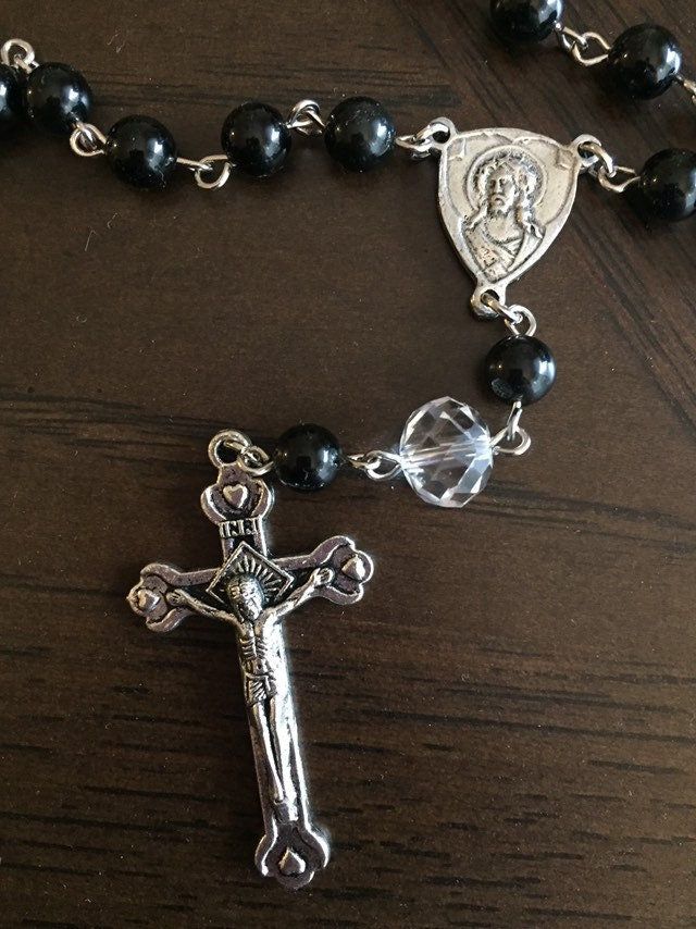 Onyx Gemstone Rosary and Angels