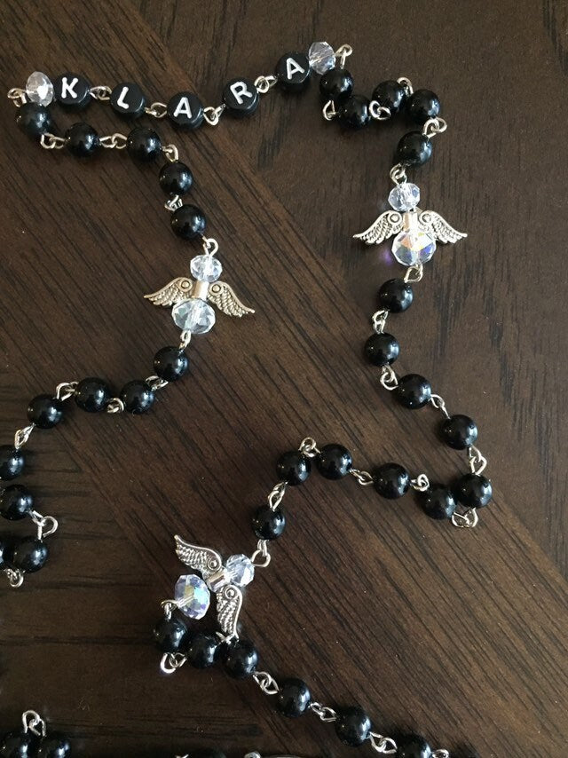 Onyx Gemstone Rosary and Angels