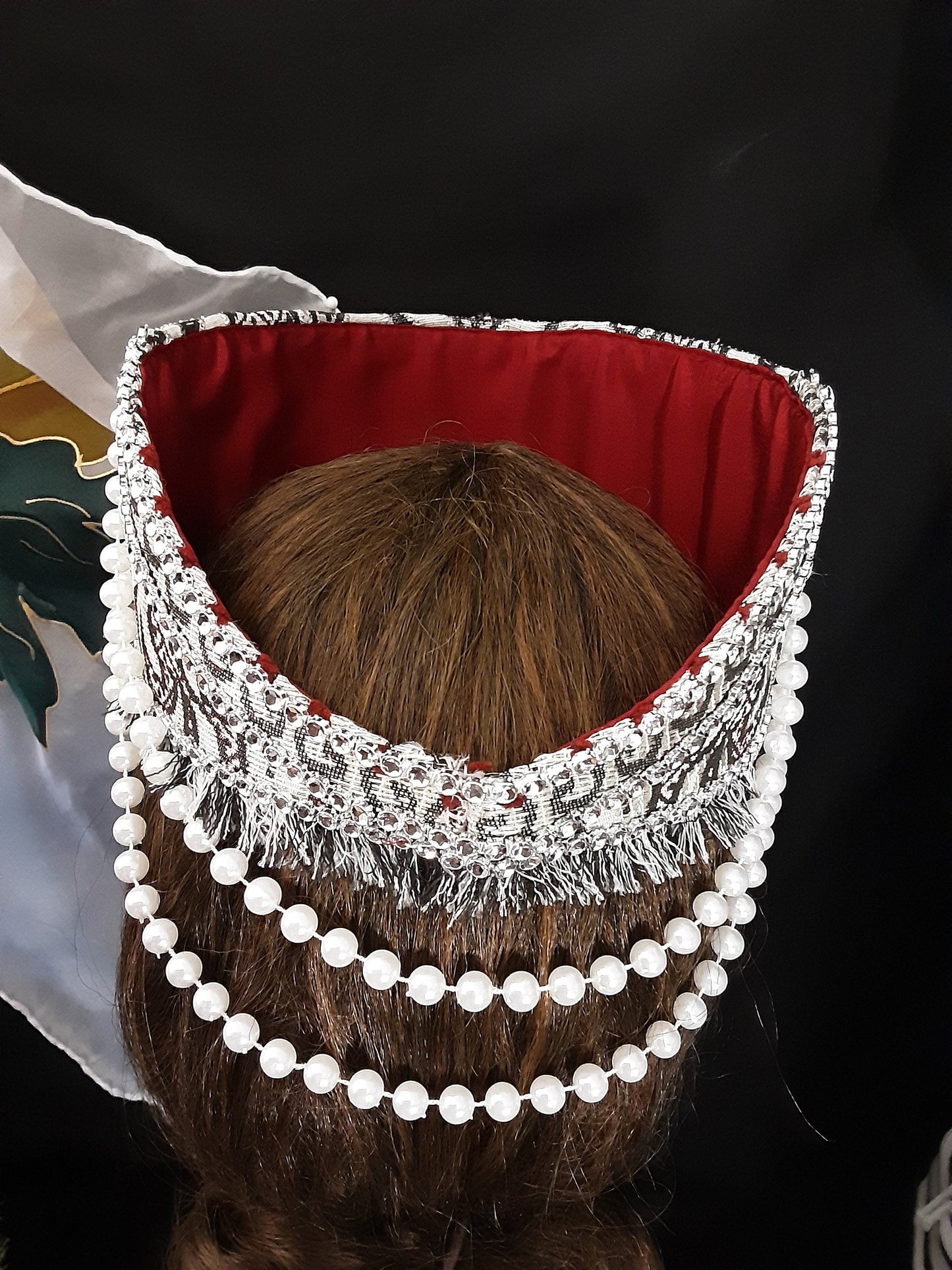 Armenian Taraz-Inspired Pearl & Crystal Headpiece