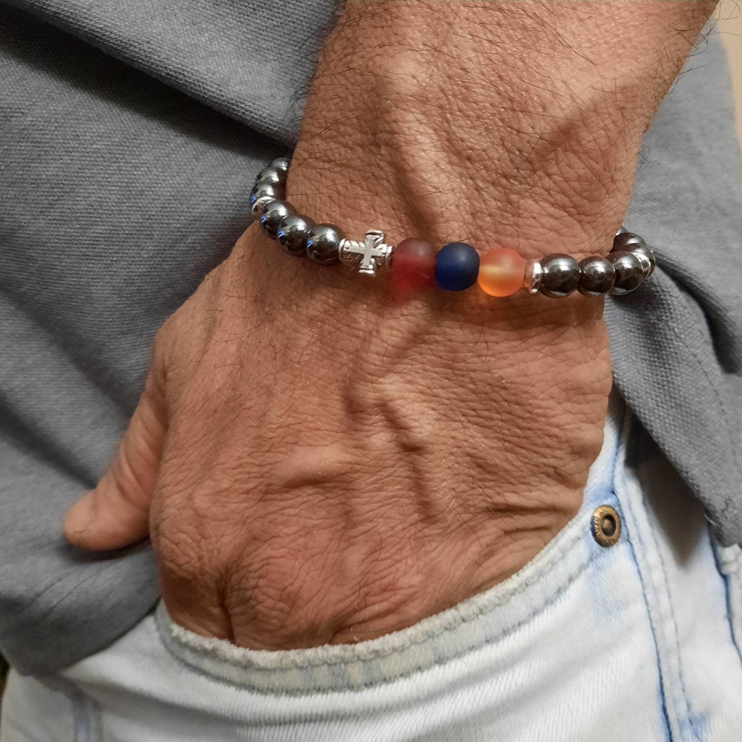 Hematite Gemstone Power Bracelet for Men
