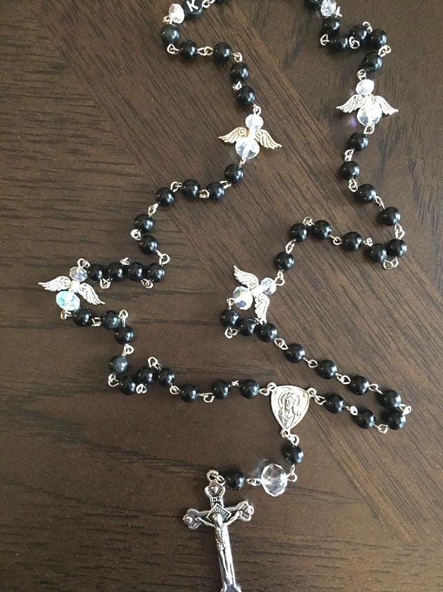 Onyx Gemstone Rosary and Angels