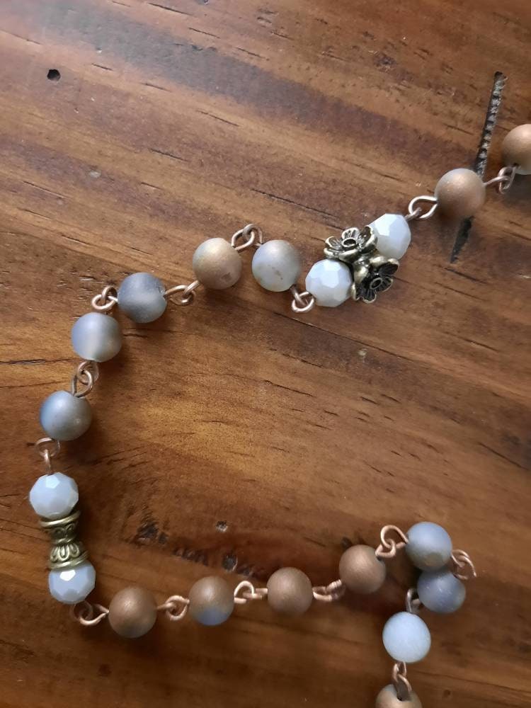 Druzy Agate Rosary Necklace