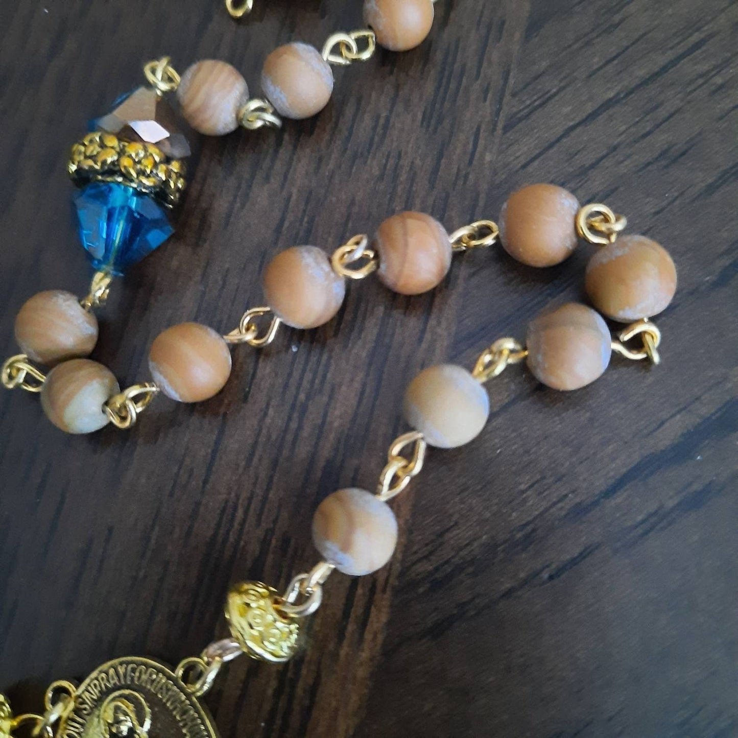 Woodlace or Petrified Wood Gem Rosary