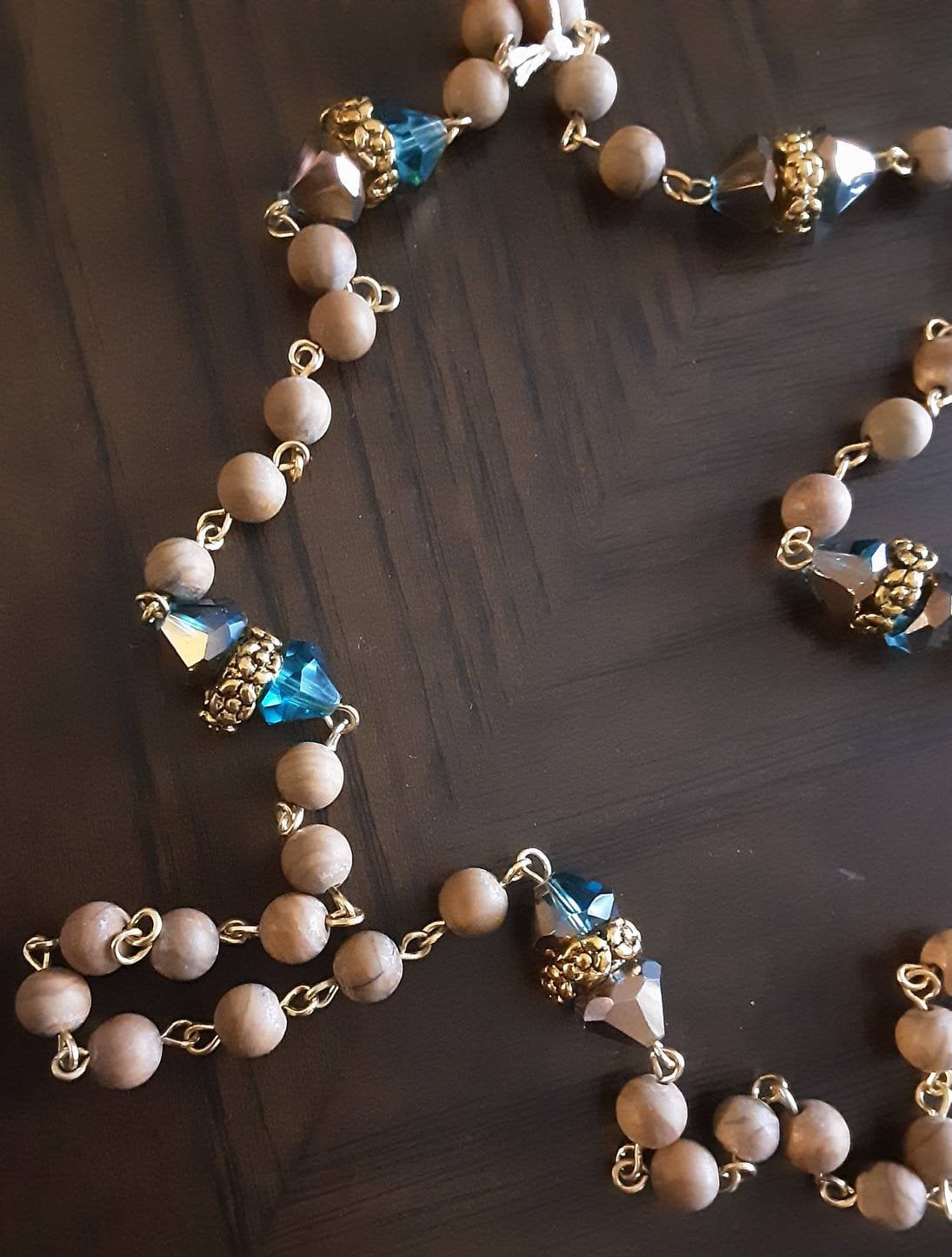 Woodlace or Petrified Wood Gem Rosary
