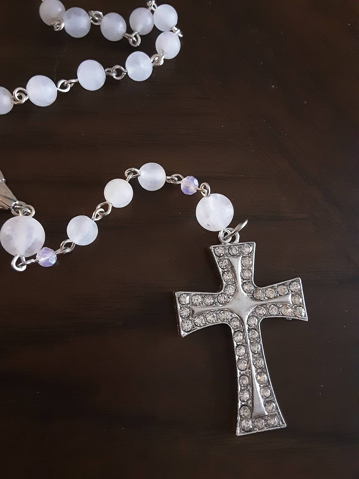 Rose Quartz and Antique Silver Rosary
