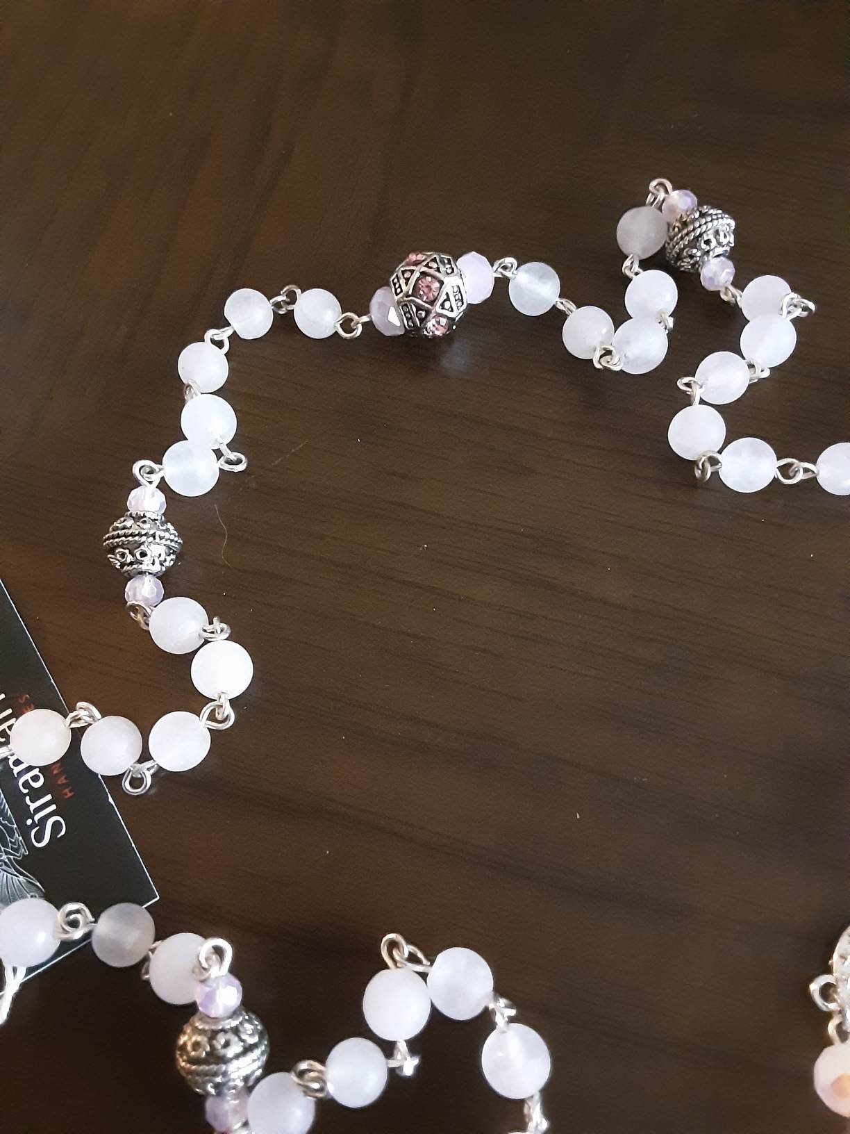 Rose Quartz and Antique Silver Rosary