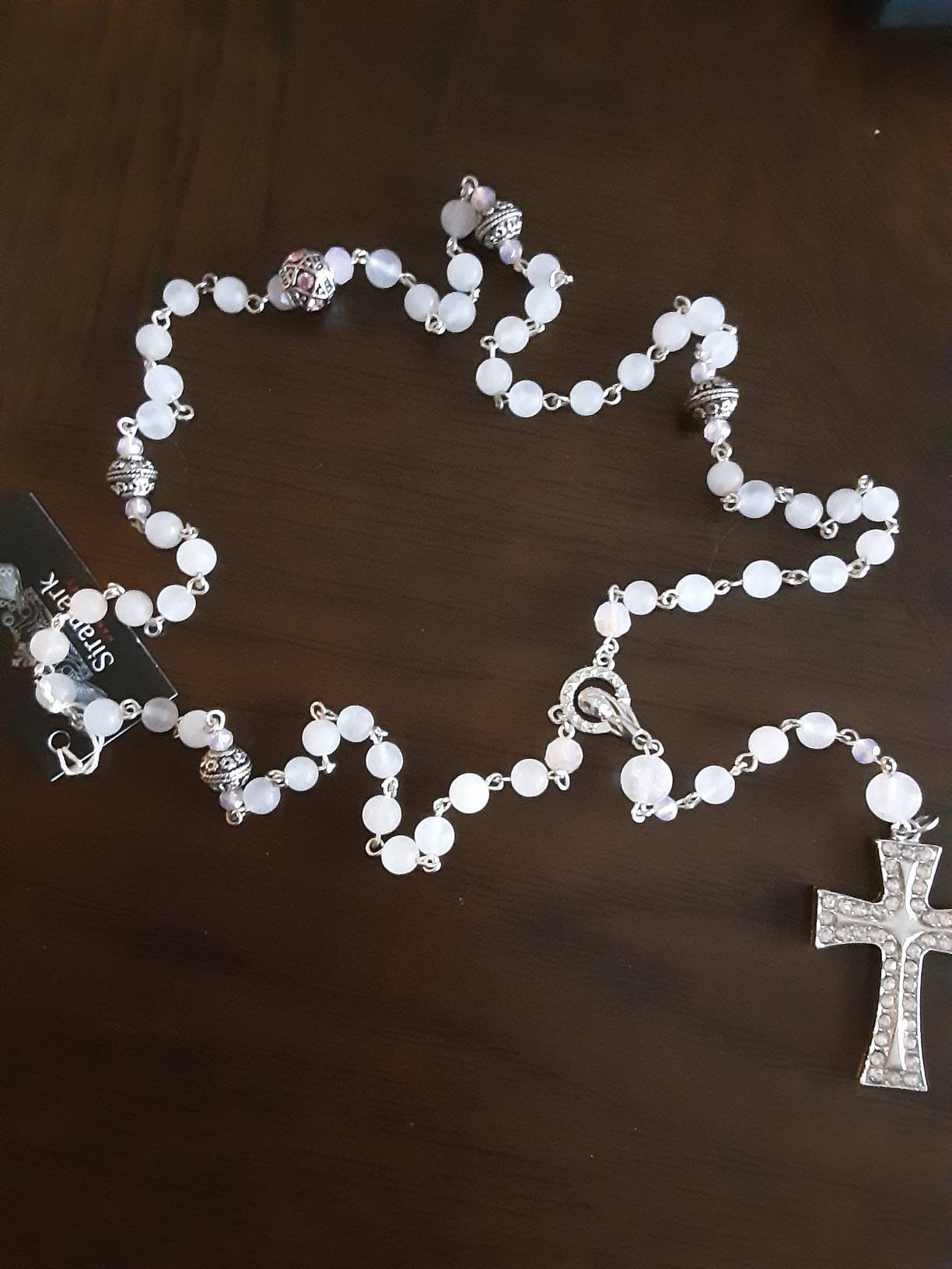 Rose Quartz and Antique Silver Rosary