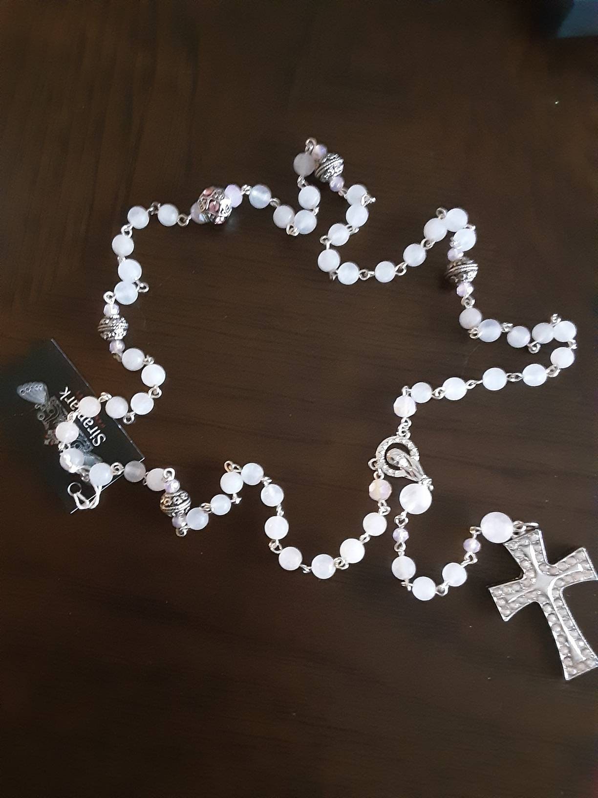 Rose Quartz and Antique Silver Rosary