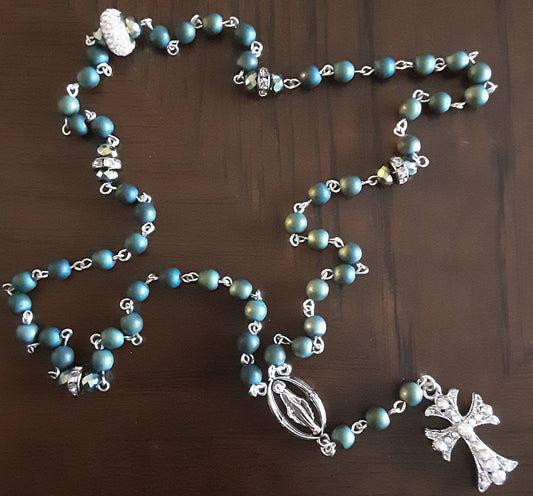 Forest Green Hematite Gem Rosary