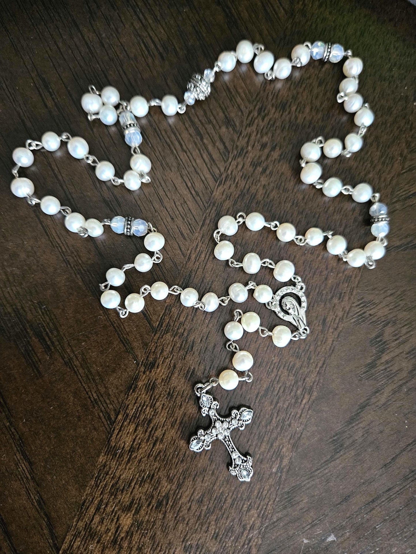 Rhinestones and Pearls Rosary
