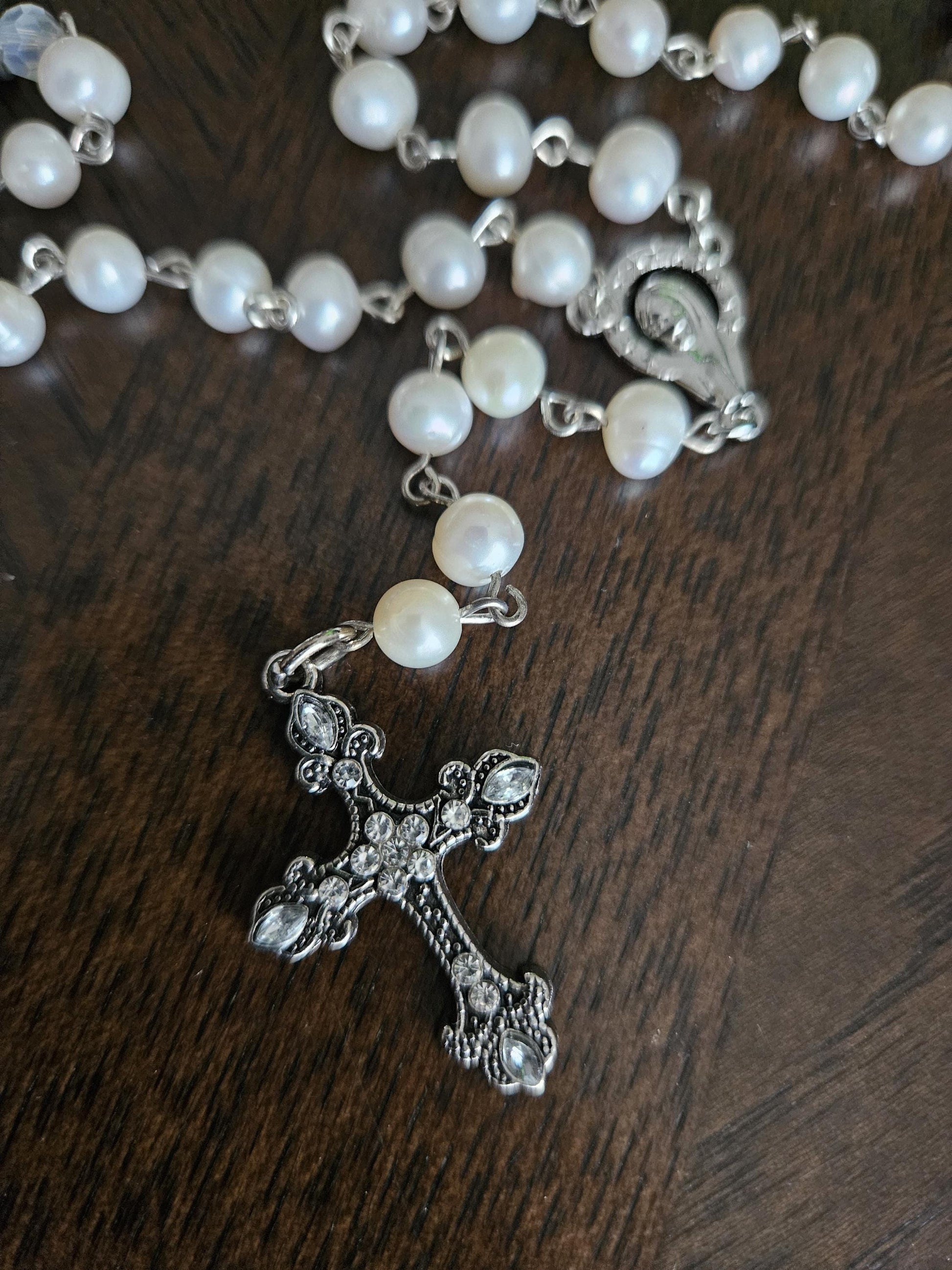 Rhinestones and Pearls Rosary