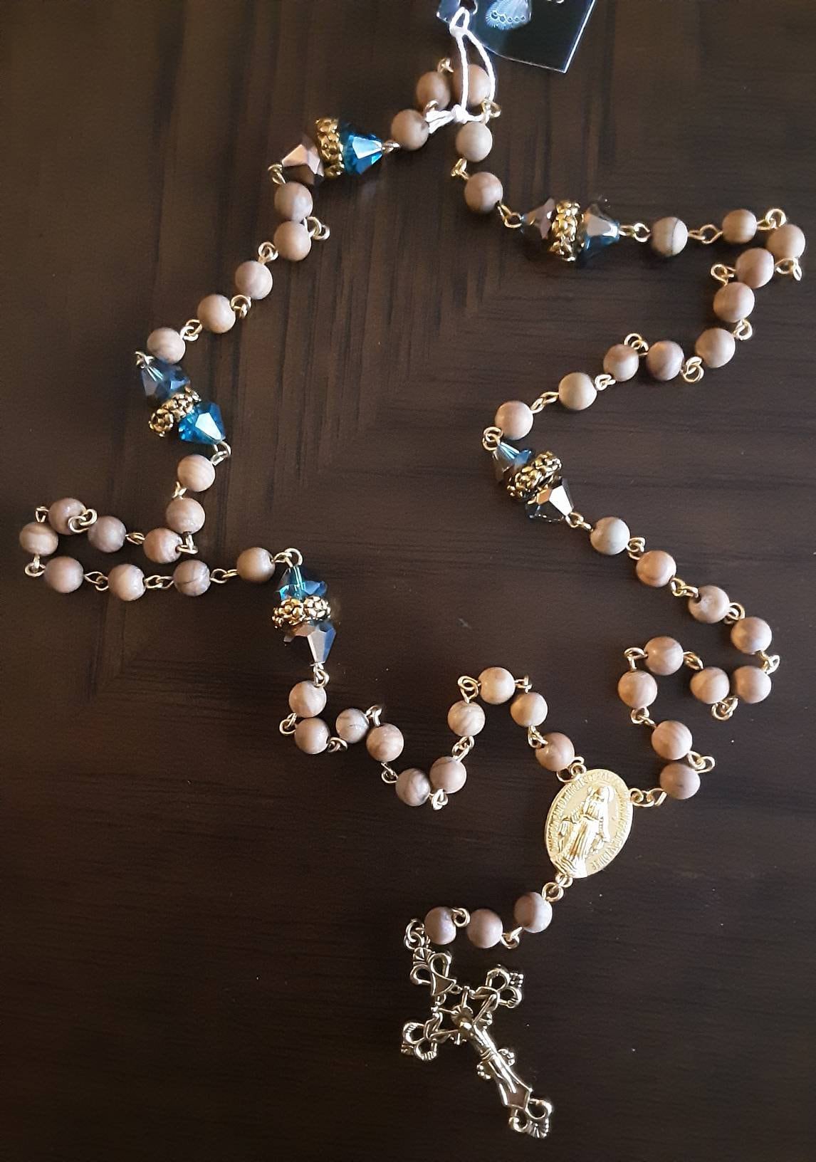 Woodlace or Petrified Wood Gem Rosary