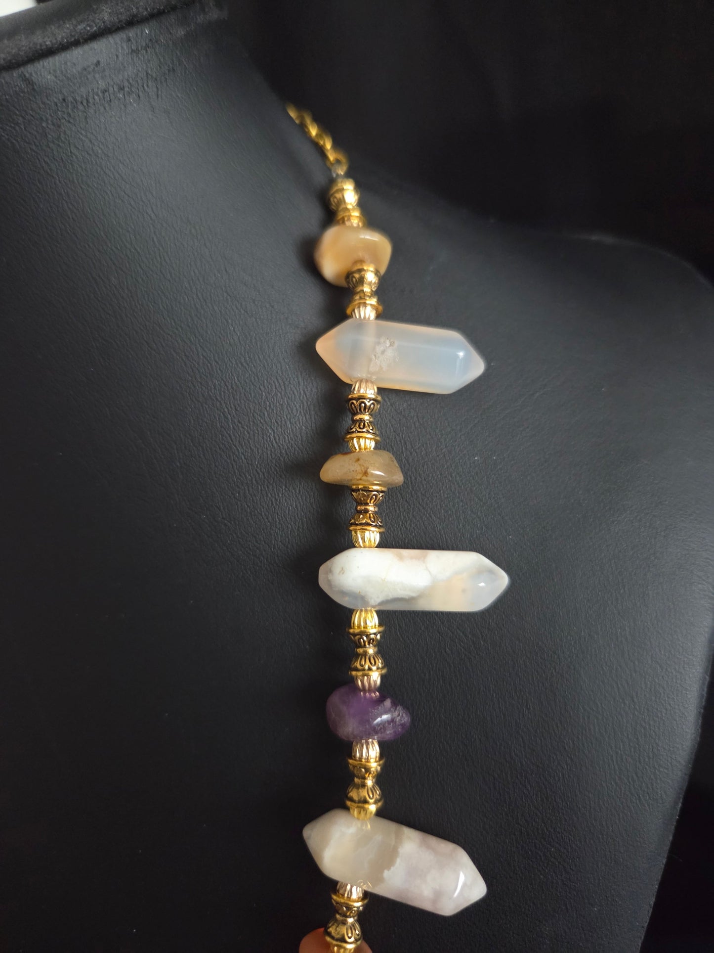 Mixed Gemstone Wand Necklace – Citrine, Amethyst, Carnelian & Quartz