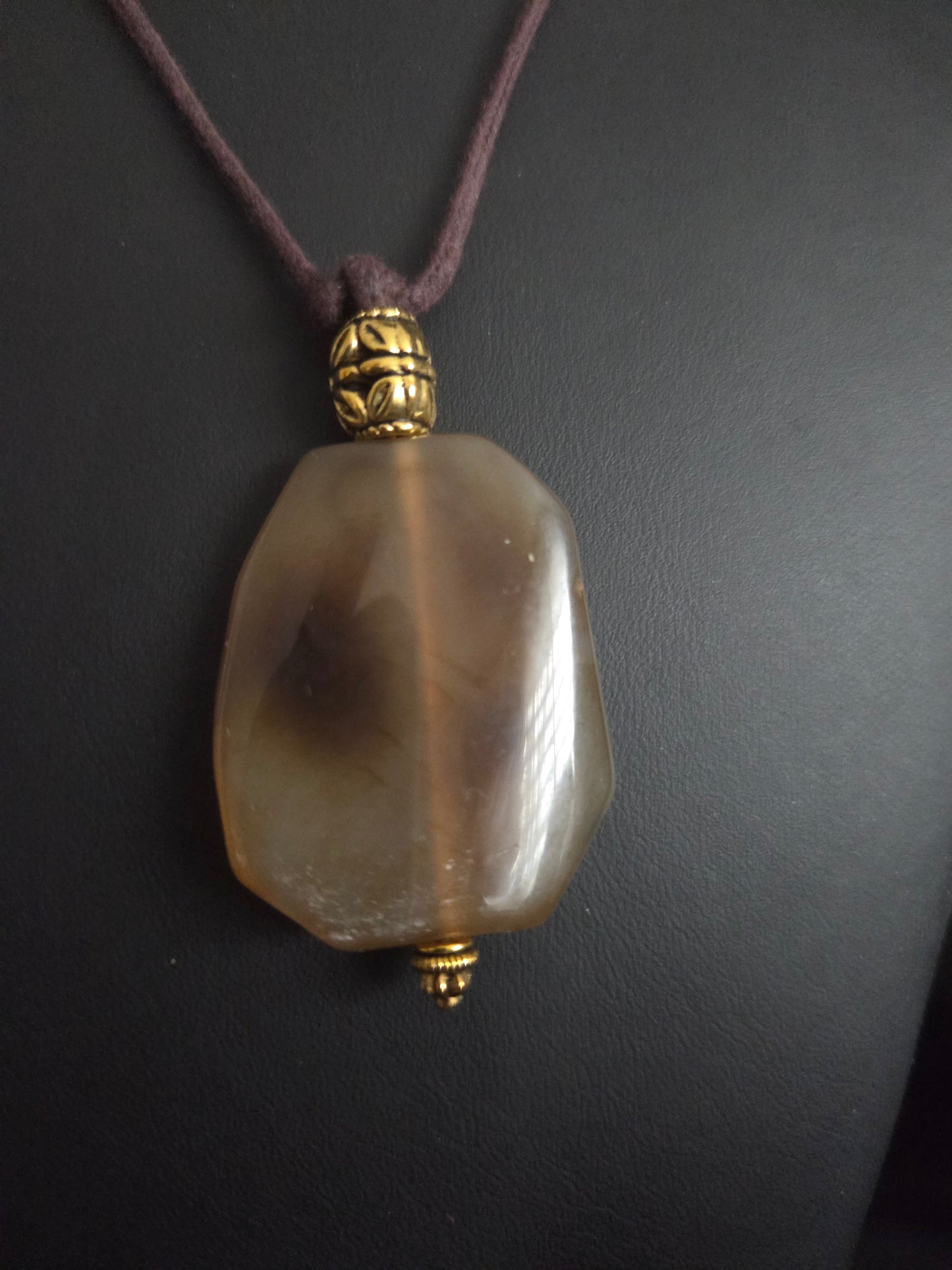 Brown Agate Minimalist Pendant Necklace