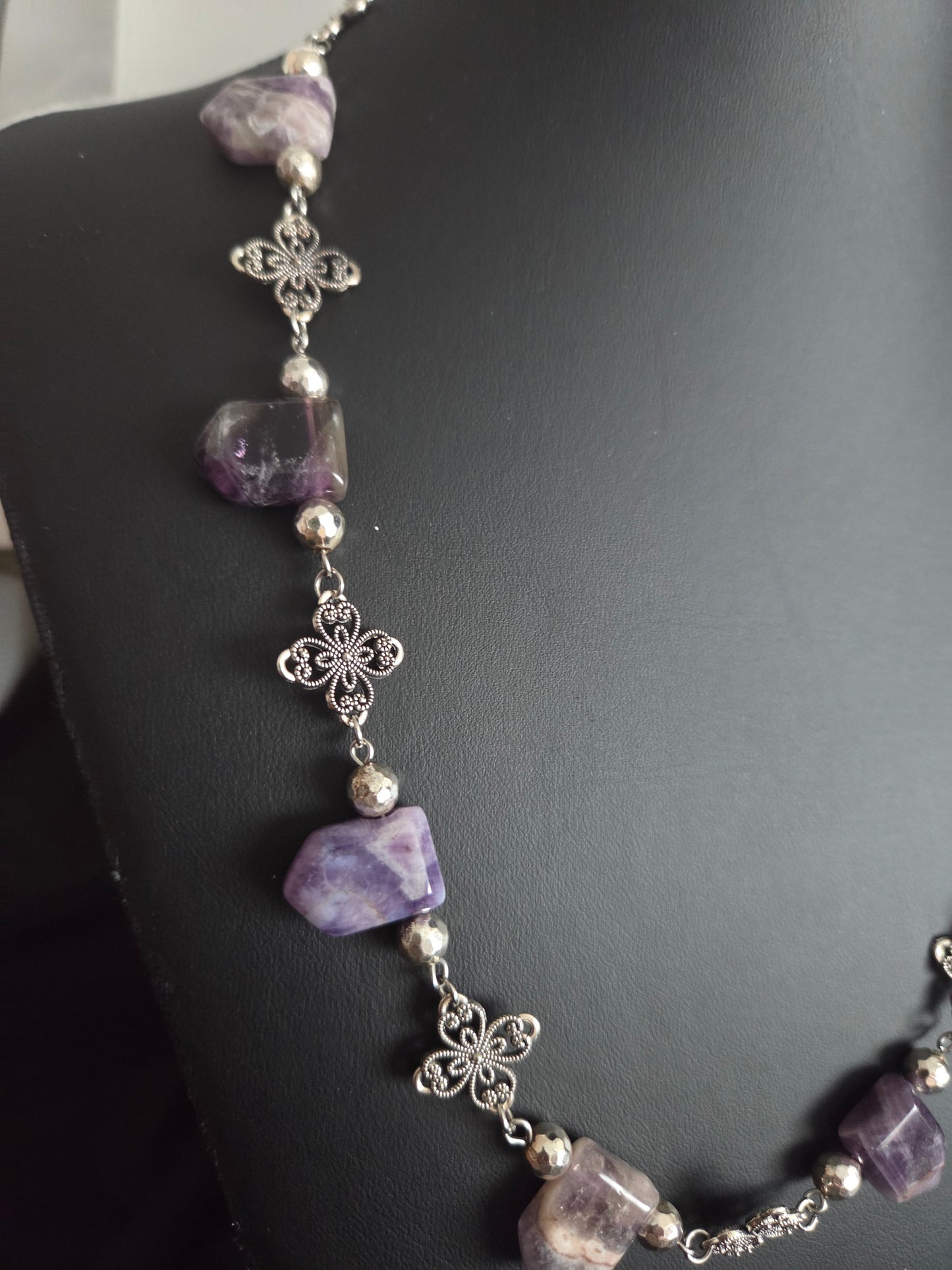 Amethyst & Cross Statement Necklace – One of a Kind