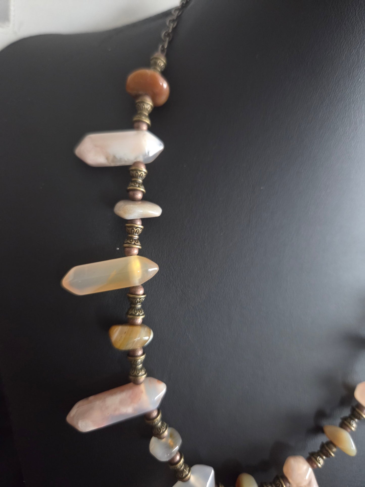 Mixed Gemstone Wand Necklace – Citrine, Amethyst, Carnelian & Quartz