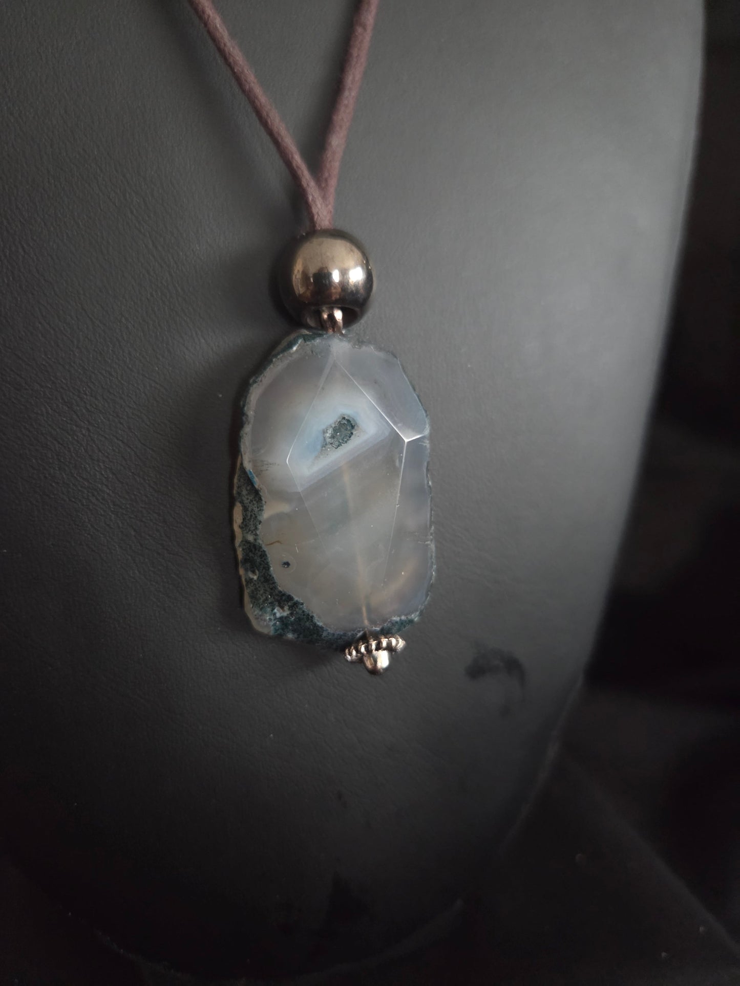 Blue Agate Pendant Necklace